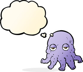 cartoon alien squid face with thought bubble