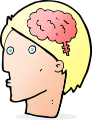 cartoon man with brain symbol