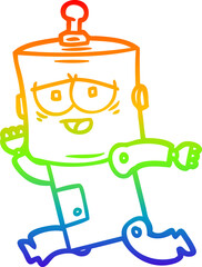 rainbow gradient line drawing cartoon robot