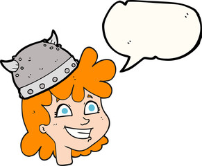 speech bubble cartoon female viking face