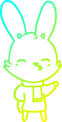 cold gradient line drawing curious bunny cartoon