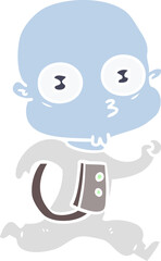flat color style cartoon weird bald spaceman running