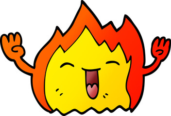 cartoon doodle happy red flame