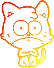 warm gradient line drawing cartoon nervous cat