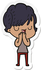 sticker of a cartoon woman talking