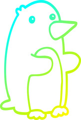 cold gradient line drawing cartoon penguin