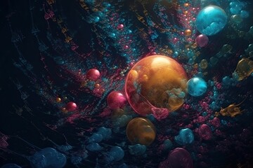 colorful collection of balls in a painting. Generative AI