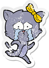 distressed sticker of a cartoon cat