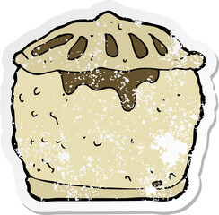 retro distressed sticker of a cartoon meat pie