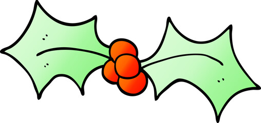cartoon doodle christmas holly