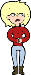 cartoon worried woman