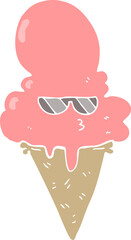 flat color style cartoon cool ice cream