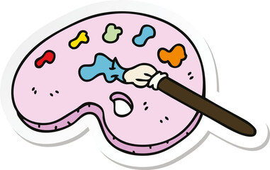 sticker of a quirky hand drawn cartoon art pallette