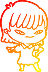 warm gradient line drawing cartoon woman