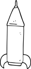 black and white cartoon space rocket
