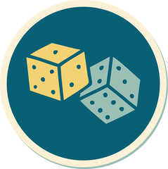 tattoo style sticker of lucky dice