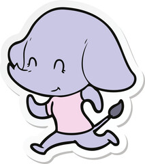 sticker of a cute cartoon elephant