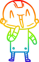 rainbow gradient line drawing cartoon robot