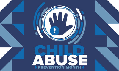 Child Abuse Prevention Month. Celebrate annual in April in United States. Stop child violence. Children protection and safety month. Unity for children. Poster, banner, background. Vector illustration