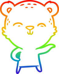 rainbow gradient line drawing happy cartoon bear