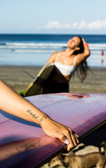 Pura Vida Surfing Surf girls women Costa Rica waves fun joyful blissful