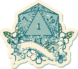 natural one d20 dice roll illustration