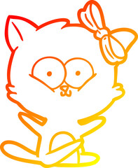 warm gradient line drawing cartoon cat