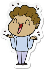 sticker of a cartoon happy man