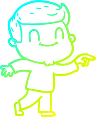cold gradient line drawing cartoon friendly man