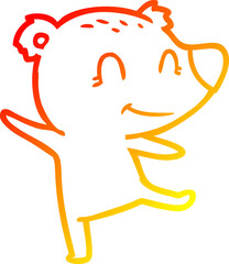 warm gradient line drawing friendly bear dancing