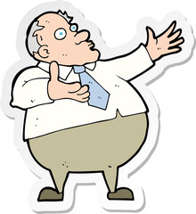 sticker of a cartoon exasperated middle aged man