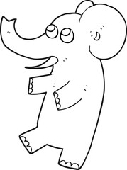black and white cartoon cute elephant