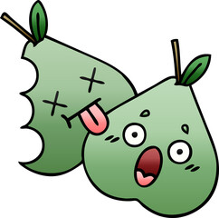 gradient shaded cartoon green pear