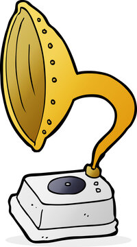 cartoon gramophone with gold horn clip art preview