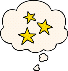 cartoon star symbols and thought bubble in comic book style