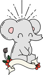 Fototapeta premium banner with tattoo style cute elephant