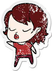 distressed sticker of a cute cartoon vampire girl