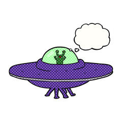 thought bubble cartoon alien spaceship