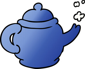 gradient cartoon doodle of a blue tea pot