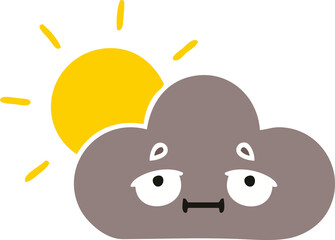 Fototapeta premium flat color retro cartoon storm cloud and sun