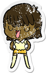 distressed sticker of a cartoon woman