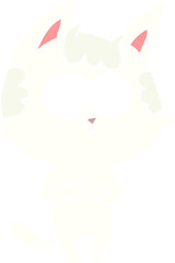 happy flat color style cartoon cat