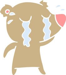 flat color style cartoon crying bear