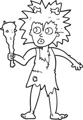 black and white cartoon cave woman