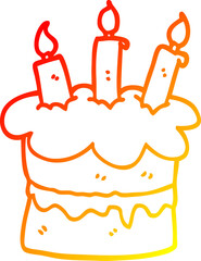 warm gradient line drawing cartoon chocolate cake
