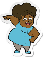 sticker of a cartoon oveweight woman