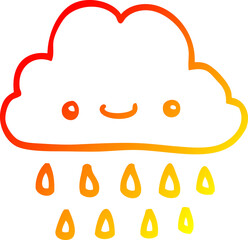 warm gradient line drawing cartoon storm cloud