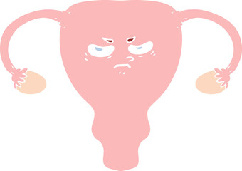 flat color style cartoon angry uterus