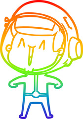 rainbow gradient line drawing happy cartoon astronaut
