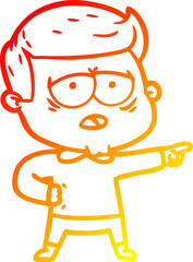 warm gradient line drawing cartoon tired man